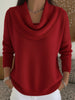 Merino Wool Sweater with Cowl Neck and Long Sleeves for Women