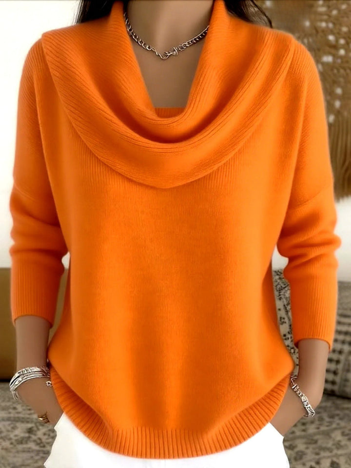 Merino Wool Sweater with Cowl Neck and Long Sleeves for Women
