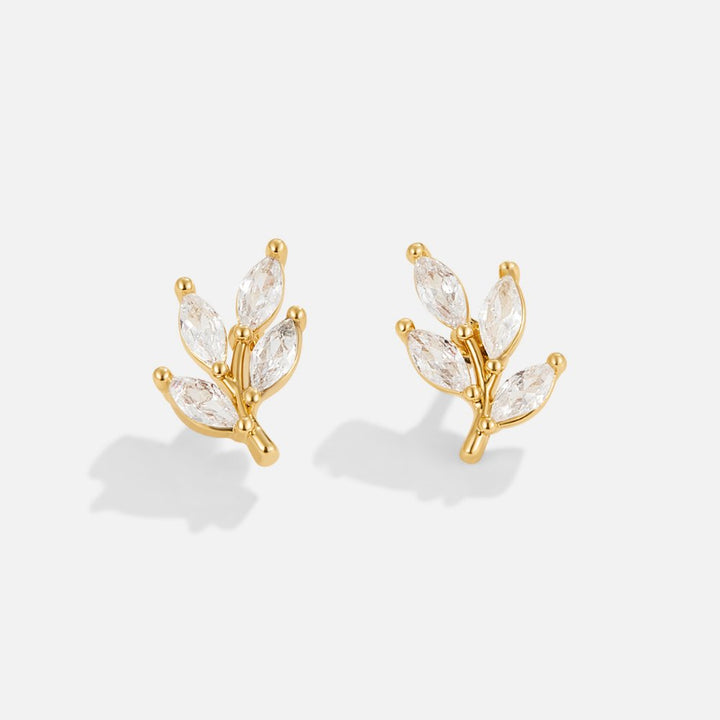 Elegant crystal earrings with leaf motif