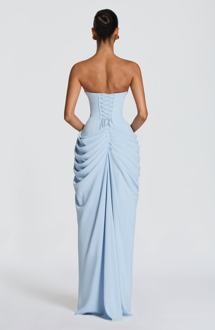 Lois strapless corset maxi dress with high slit