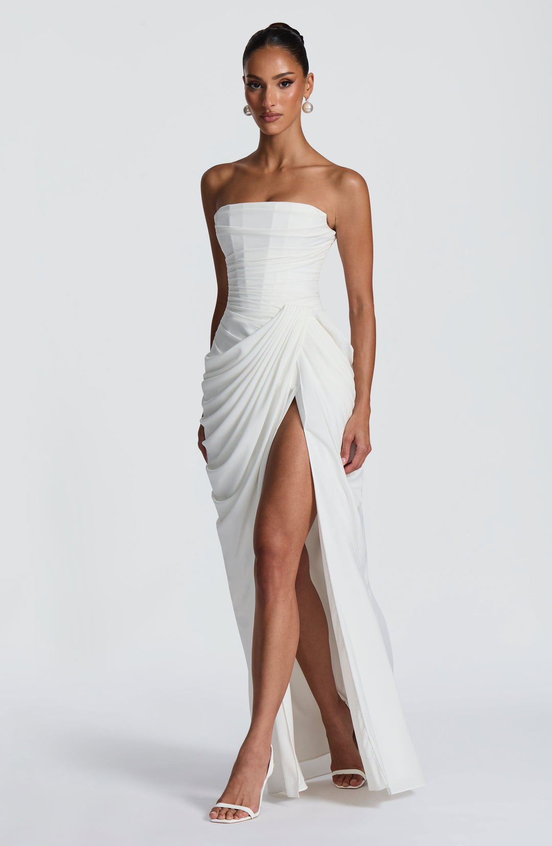 Lois strapless corset maxi dress with high slit
