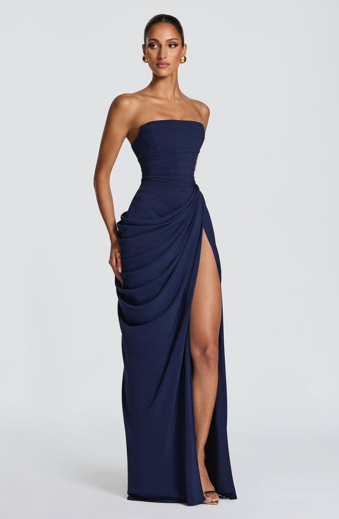 Lois strapless corset maxi dress with high slit