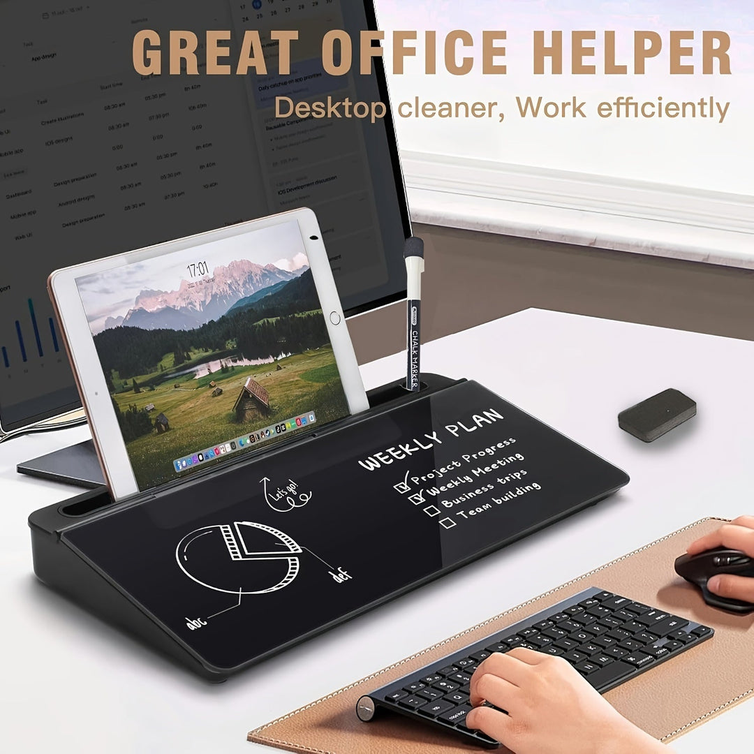 Plexiglass Whiteboard and Glass Dry Erase Board with Magnetic Desktop Organizer Marker