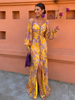 Women's Floral Maxi Dress with Off-Shoulder Neckline and Pleated Skirt