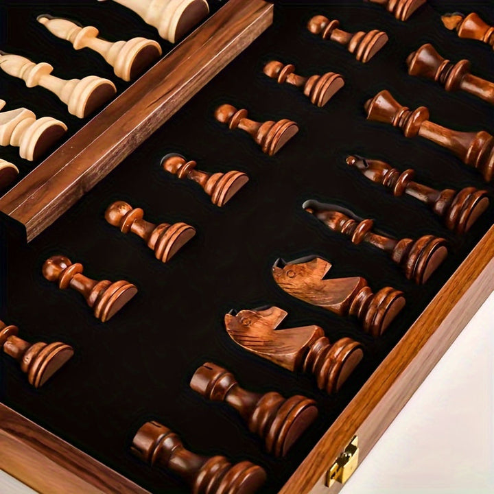 EchelonMaster Wooden Chess Board | Handcrafted Walnut Chess Board with High-Quality Playing Pieces