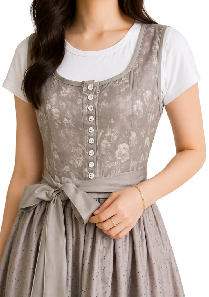 Women's Dirndl with Zip, Lace Sleeves and Waistband.