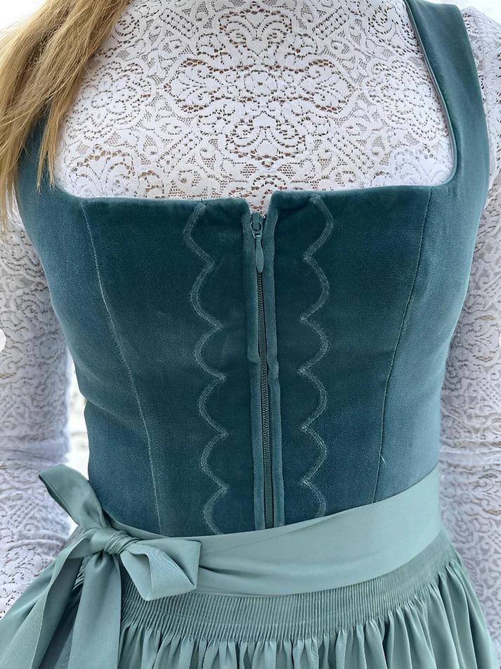 Ladies' Traditional Midi Dirndl Dress with Apron