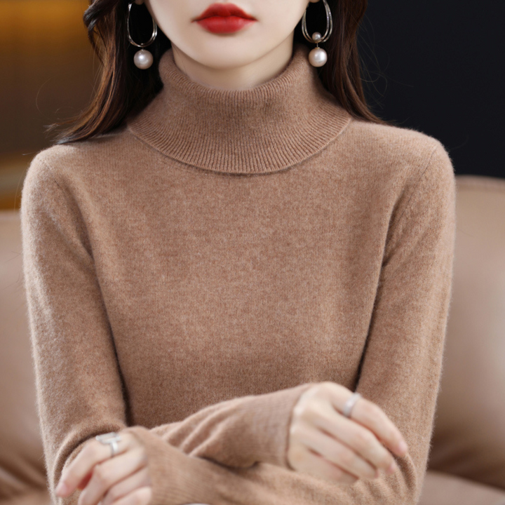Women's 100% Cashmere Roll-Neck Jumper – Soft Regular Fit Pullover