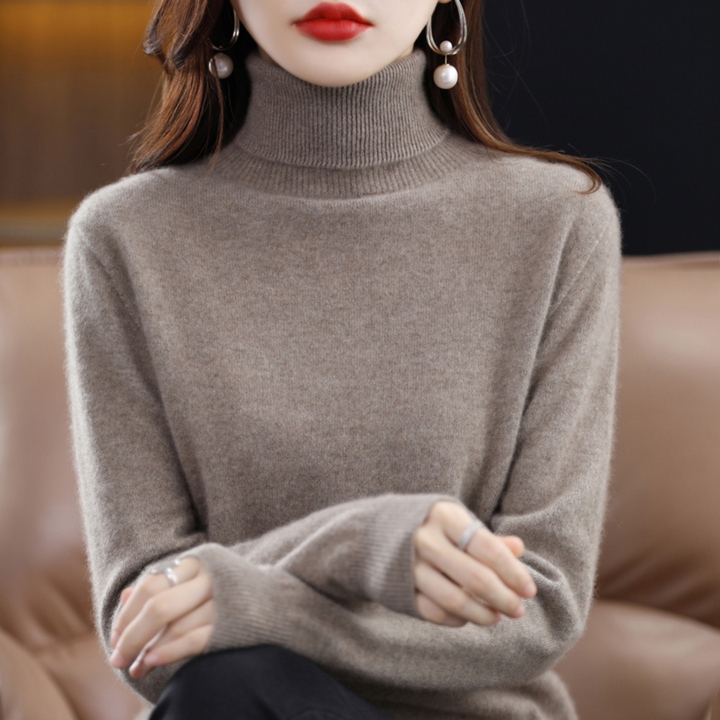 Women's 100% Cashmere Roll-Neck Jumper – Soft Regular Fit Pullover