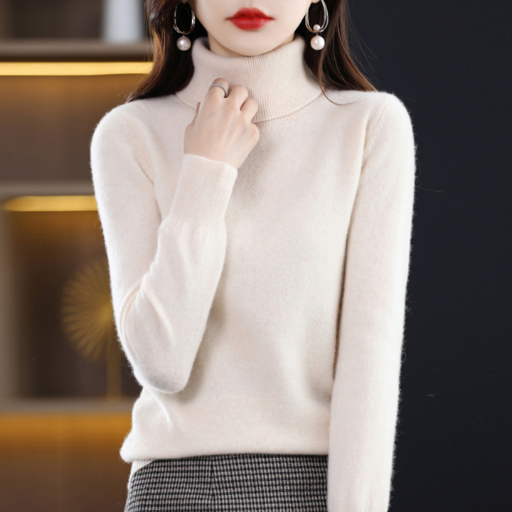 Women's 100% Cashmere Roll-Neck Jumper – Soft Regular Fit Pullover