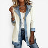 Denim Cardigan Jacket with Lapel Collar and Buttons for Women