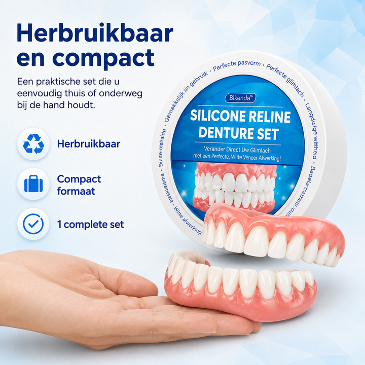 Dental Flipper Front Tooth Temporary Snap on Dentures with Silicone Reline Kit and Moldable Strips