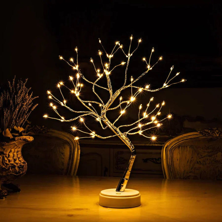 Desk Lamp Bonsai Tree with Flexible Branches and Warm White LED Lights Mid Century Modern