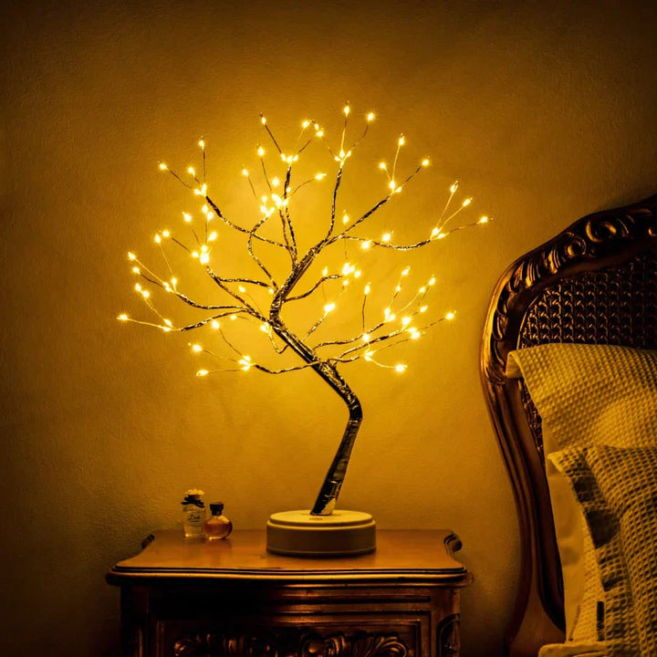 Desk Lamp Bonsai Tree with Flexible Branches and Warm White LED Lights Mid Century Modern