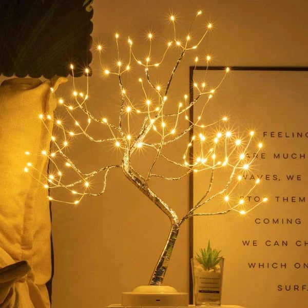 Desk Lamp Bonsai Tree with Flexible Branches and Warm White LED Lights Mid Century Modern