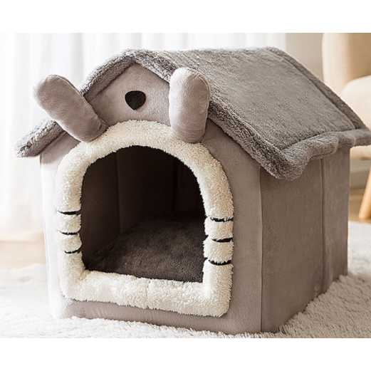 Dog House Bed and Cave with Removable Cushion Enclosed Indoor with Plush Sherpa Fleece
