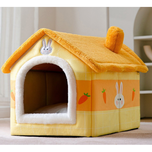 Dog House Bed and Cave with Removable Cushion Enclosed Indoor with Plush Sherpa Fleece