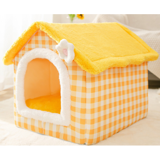 Dog House Bed and Cave with Removable Cushion Enclosed Indoor with Plush Sherpa Fleece