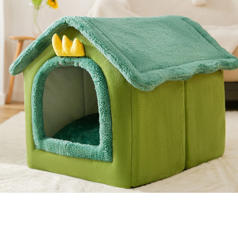 Dog House Bed and Cave with Removable Cushion Enclosed Indoor with Plush Sherpa Fleece
