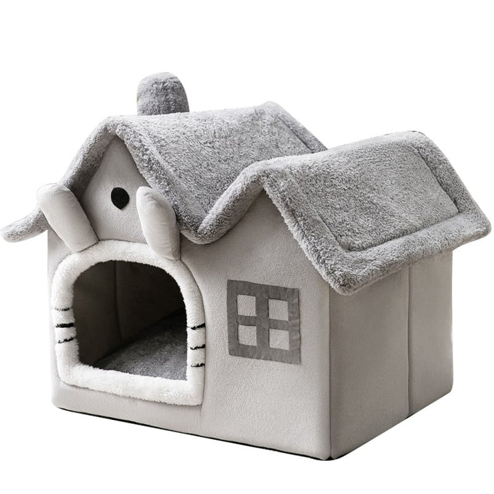 Dog House Bed and Cave with Removable Cushion Enclosed Indoor with Plush Sherpa Fleece