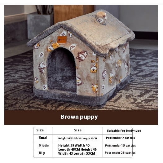 Dog House Bed and Cave with Removable Cushion Enclosed Indoor with Plush Sherpa Fleece