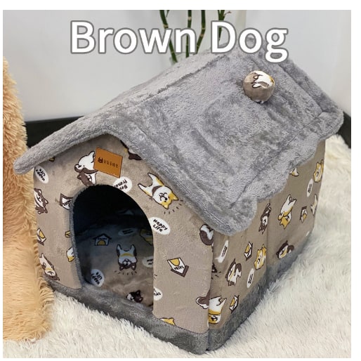 Dog House Bed and Cave with Removable Cushion Enclosed Indoor with Plush Sherpa Fleece