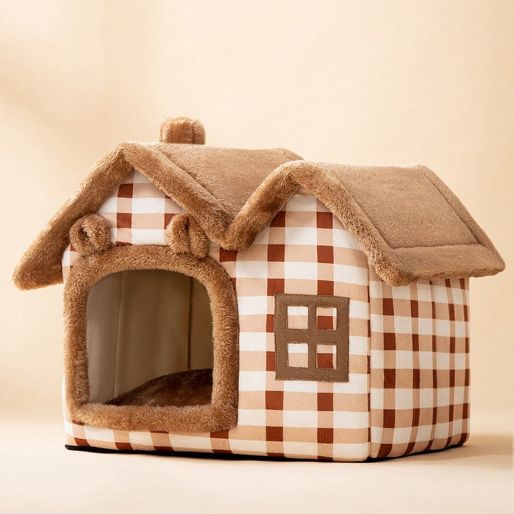 Dog House Bed and Cave with Removable Cushion Enclosed Indoor with Plush Sherpa Fleece