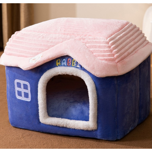 Dog House Bed and Cave with Removable Cushion Enclosed Indoor with Plush Sherpa Fleece