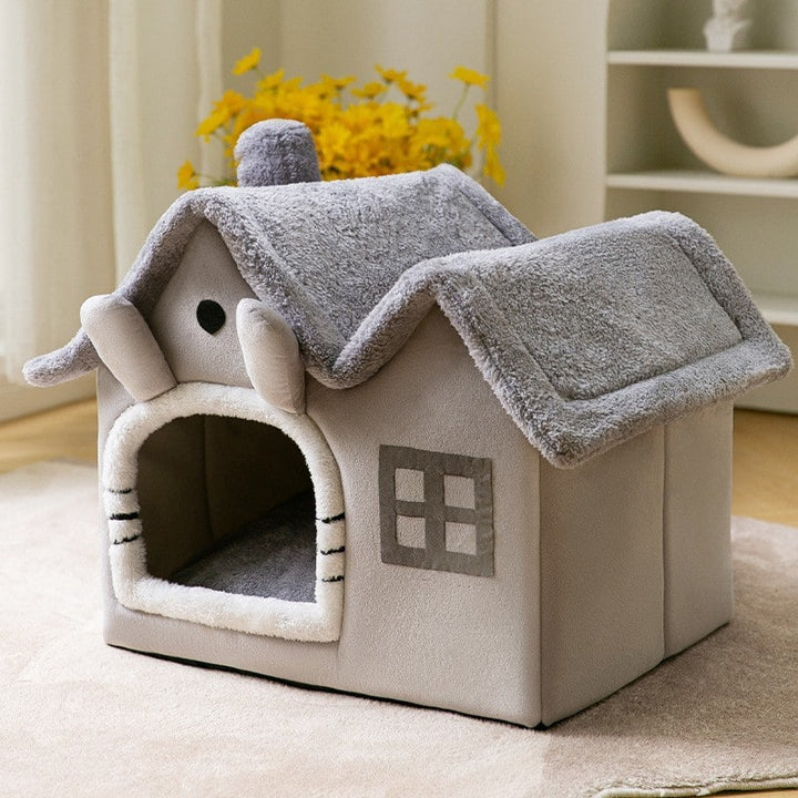 Dog House Bed and Cave with Removable Cushion Enclosed Indoor with Plush Sherpa Fleece