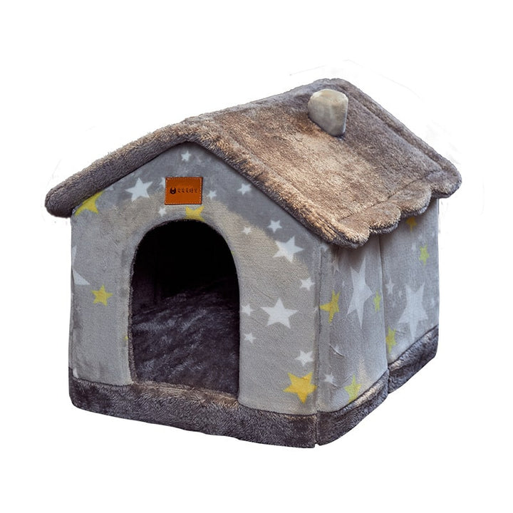 Dog House Bed and Cave with Removable Cushion Enclosed Indoor with Plush Sherpa Fleece