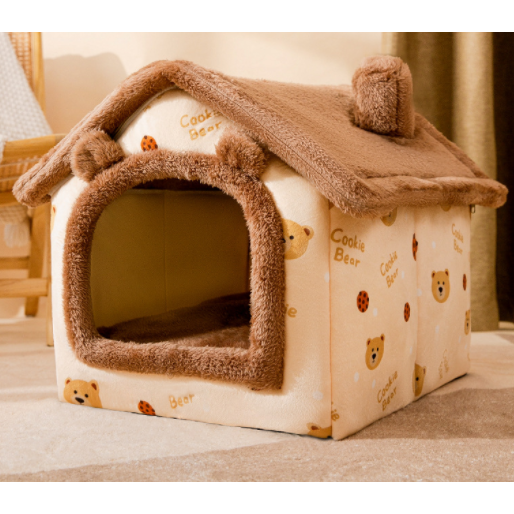 Dog House Bed and Cave with Removable Cushion Enclosed Indoor with Plush Sherpa Fleece