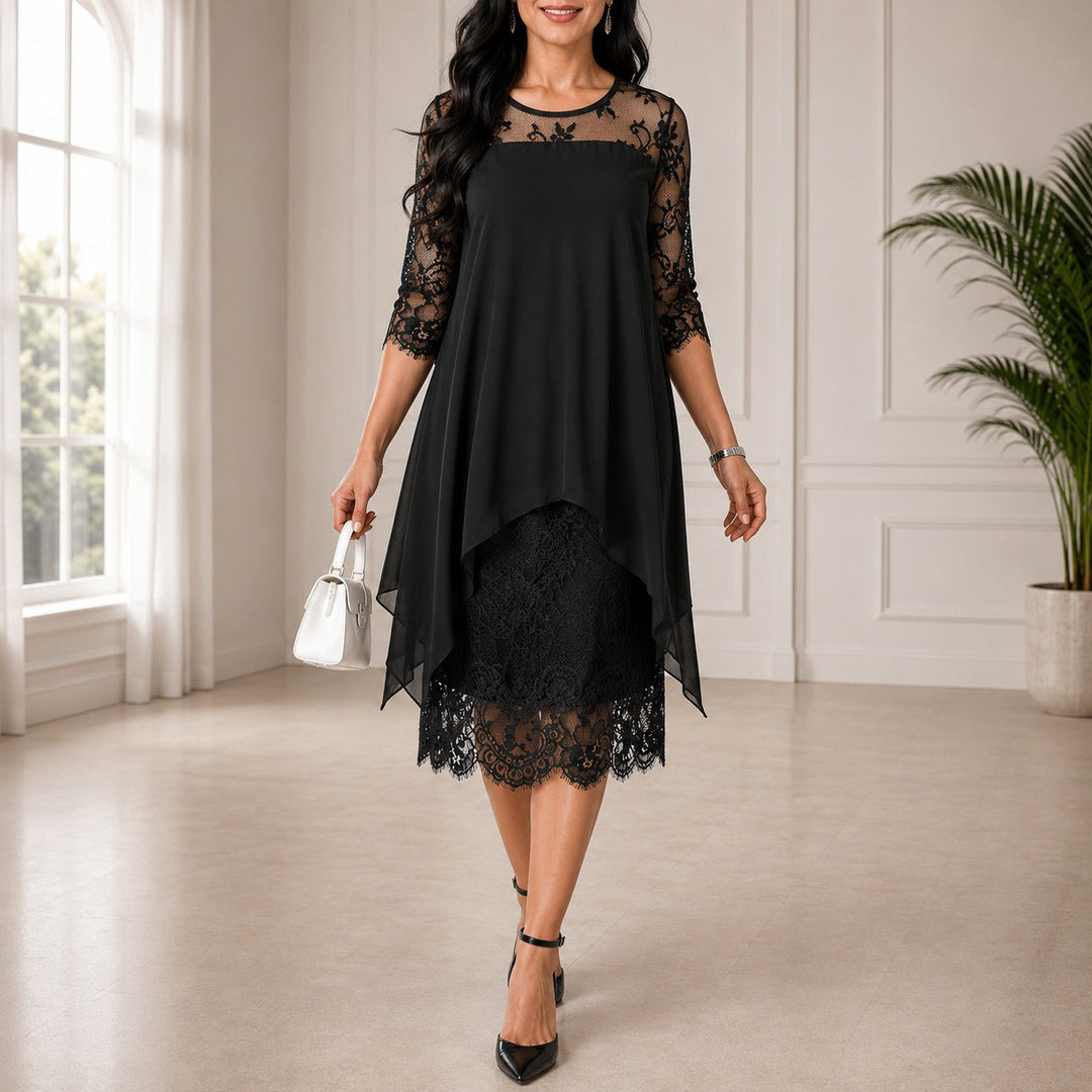 Dorothee Plus-Size Midi Evening Dress - Elegant Style