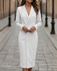 Double-Breasted Blazer Dress with Peak Lapel for Women