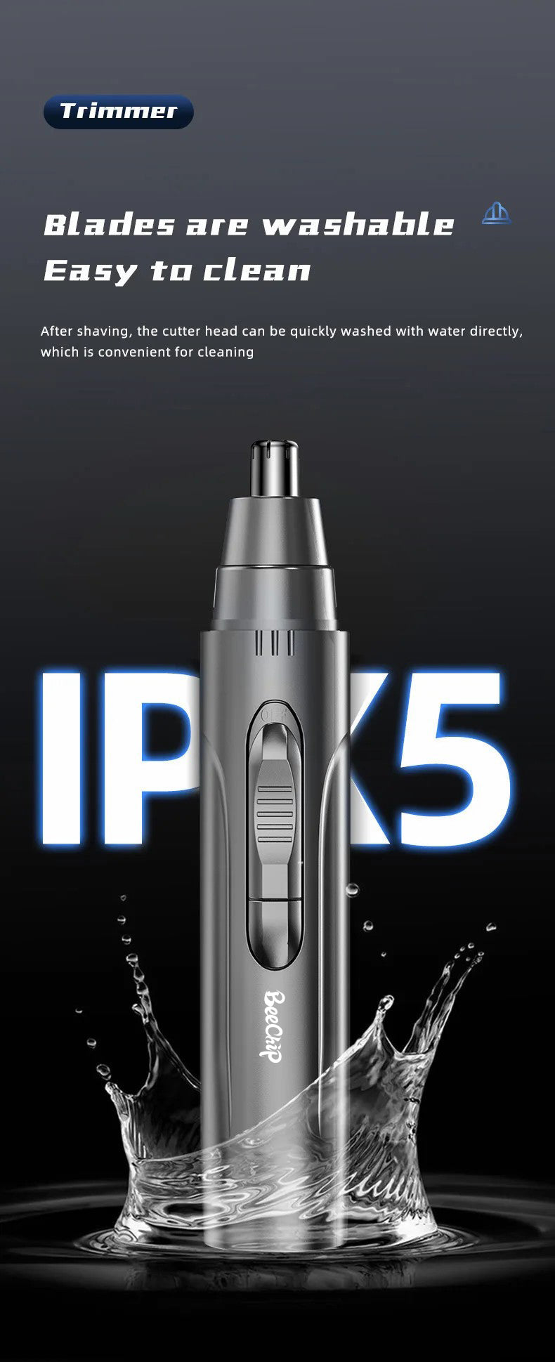 Professional Pain-Free Nose and Ear Hair Trimmer for Men and Women – Rechargeable