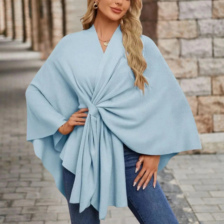Draped Poncho with Front Knot for Women