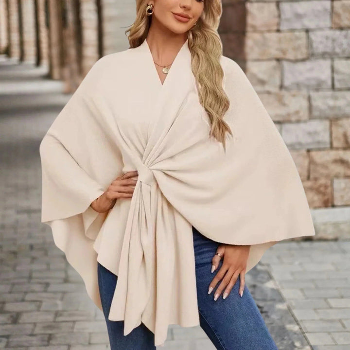 Draped Poncho with Front Knot for Women