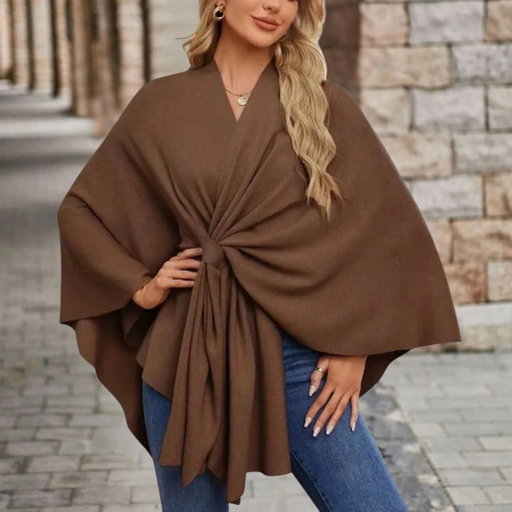 Draped Poncho with Front Knot for Women