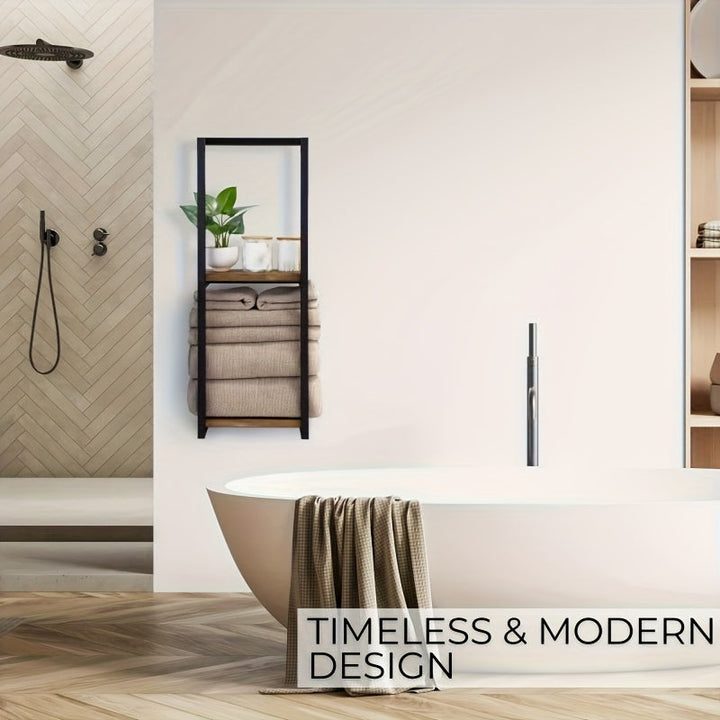 Industrial Towel Rail with Shelves – Elegant and Functional Wall-Mounted Furniture