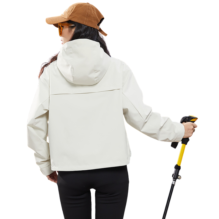 Women's Rain Jacket, Waterproof and Breathable – Short – with Adjustable Hem