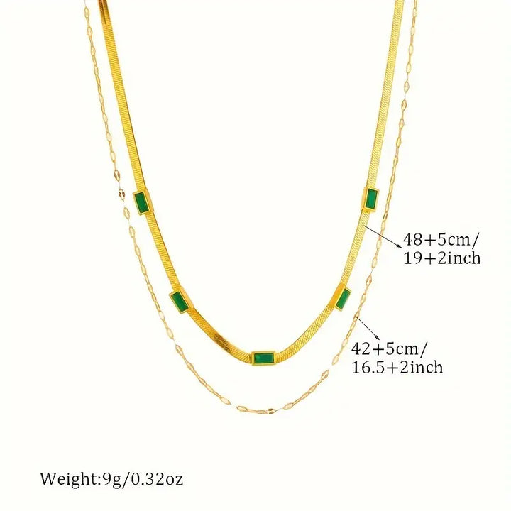 Double-layer gold necklace with elegant design