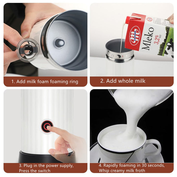 Electric Frothy Milk Frother and Heater with Automatic Magnetic Whisk 250ml Capacity