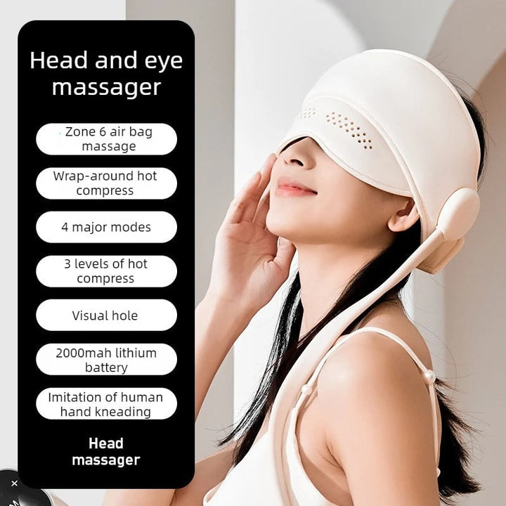 Electric Head and Scalp Massager Air Compression Eye Visor and Heat Spa