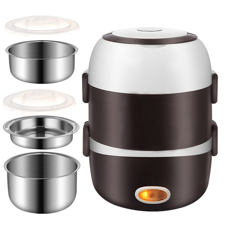 Electric Heating Lunch Box with Stainless Steel Bowls and Bento Food Steamer Heated