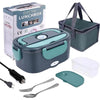 Electric Lunch Box with Stainless Steel Tray Heated Portable Food Warmer and Insulated Carrying Bag