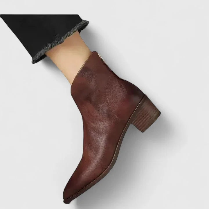 Faux Leather Side Zip Ankle Boots