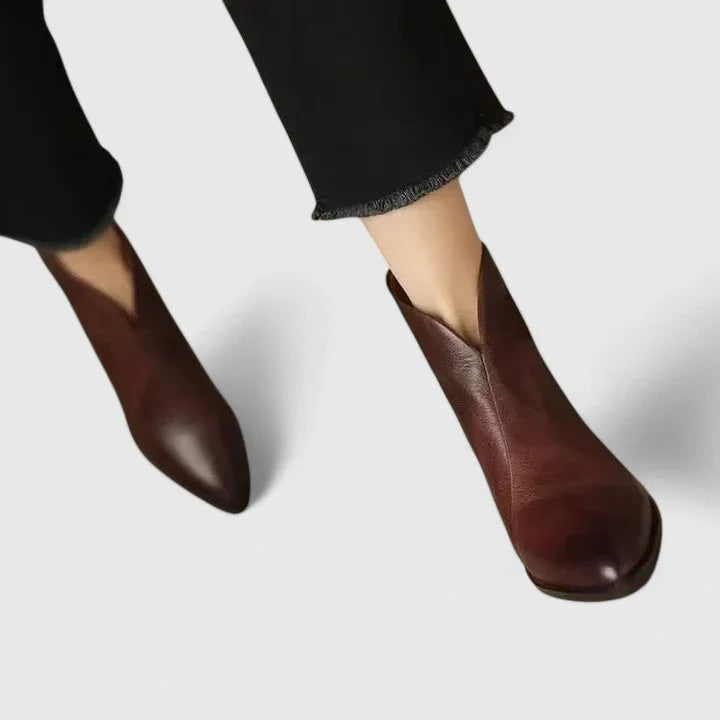 Faux Leather Side Zip Ankle Boots
