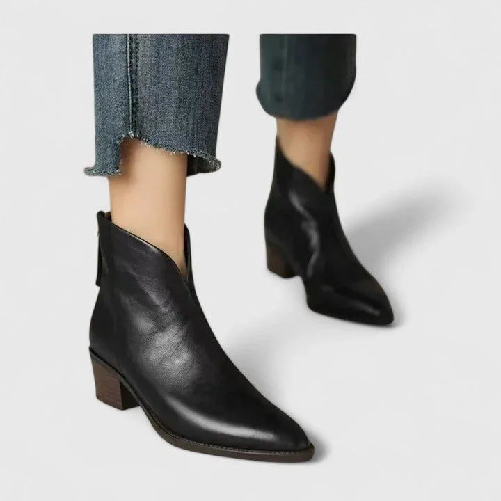 Faux Leather Side Zip Ankle Boots