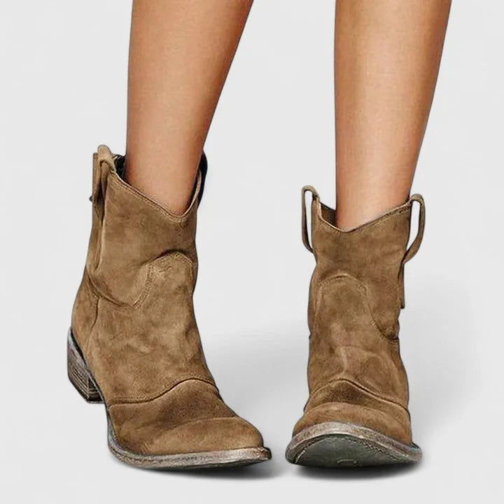Suede Ankle Boots with Slouchy Shaft