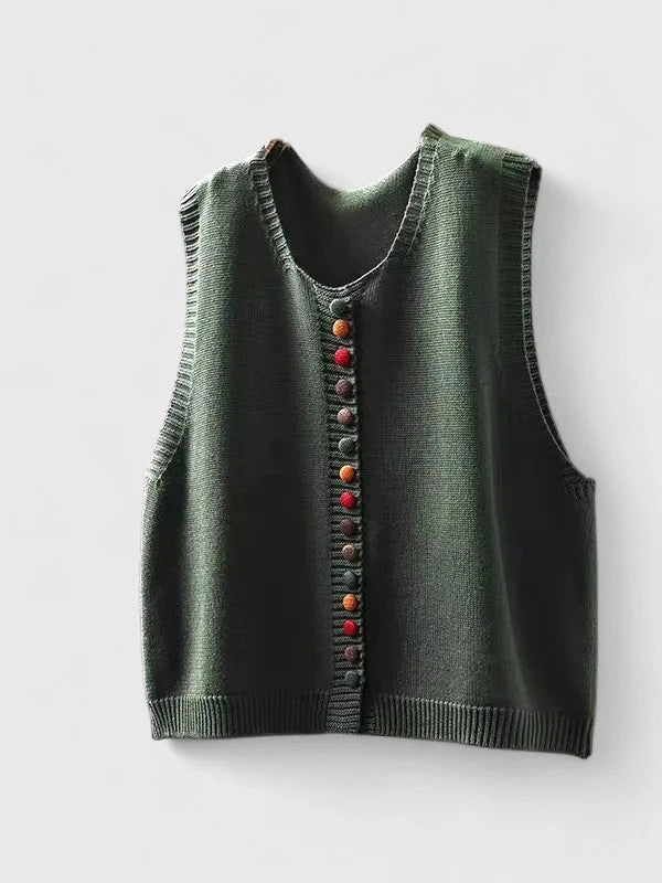 Multi-Colored Knit Button-Front Cardigan