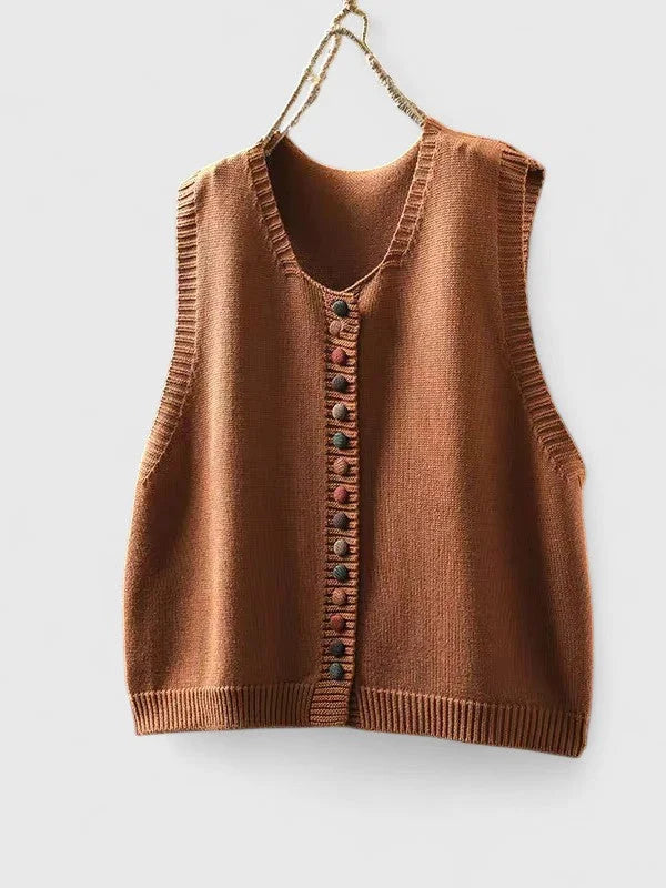 Multi-Colored Knit Button-Front Cardigan